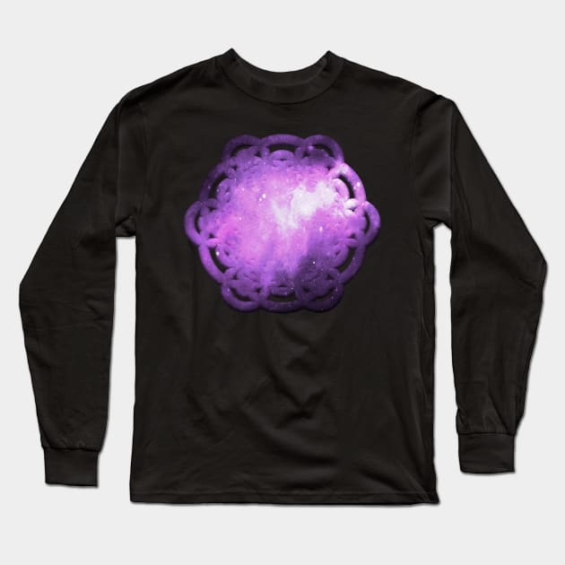 Cosmic Flower Of Life Sacred Geometry Long Sleeve T-Shirt by Foxxy Merch